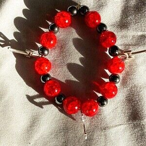 Glass Bead  Cross Charm Bracelet Women's Fashion Adjustable 14mm